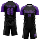 Custom Black Purple Sublimation Soccer Uniform Jersey