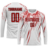 Custom White Red-Black Splash Sublimation Soccer Uniform Jersey