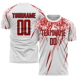 Custom White Red-Black Splash Sublimation Soccer Uniform Jersey