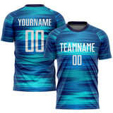 Custom Light Blue White-US Navy Blue Sublimation Soccer Uniform Jersey