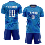 Custom Light Blue White-Royal Sublimation Soccer Uniform Jersey