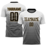 Custom White Black-Old Gold Sublimation Soccer Uniform Jersey