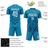 Custom Panther Blue White-Black Splash Sublimation Soccer Uniform Jersey