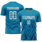 Custom Panther Blue White-Black Splash Sublimation Soccer Uniform Jersey
