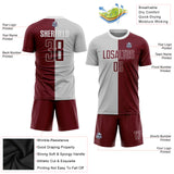 Custom Gray Crimson-White Sublimation Split Fashion Soccer Uniform Jersey