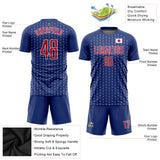 Custom Royal Red-White Sublimation Japanese Flag Soccer Uniform Jersey