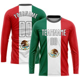 Custom Kelly Green White Red-Black Sublimation Mexican Flag Soccer Uniform Jersey