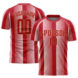 Custom Red Red-Old Gold Sublimation Soccer Uniform Jersey