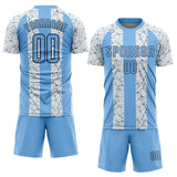 Custom White Light Blue-Black Sublimation Soccer Uniform Jersey