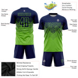 Custom Neon Green Navy Sublimation Soccer Uniform Jersey