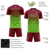 Custom Neon Green Crimson Sublimation Soccer Uniform Jersey