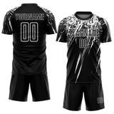 Custom Black White Splash Sublimation Soccer Uniform Jersey