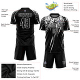 Custom Black White Splash Sublimation Soccer Uniform Jersey