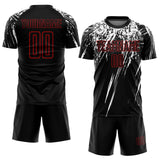 Custom Black Red-White Splash Sublimation Soccer Uniform Jersey