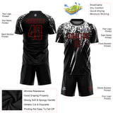 Custom Black Red-White Splash Sublimation Soccer Uniform Jersey
