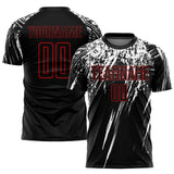 Custom Black Red-White Splash Sublimation Soccer Uniform Jersey