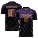 Custom Black Purple-Gold Splash Sublimation Soccer Uniform Jersey