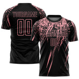 Custom Black Medium Pink Splash Sublimation Soccer Uniform Jersey