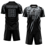 Custom Black Silver Splash Sublimation Soccer Uniform Jersey