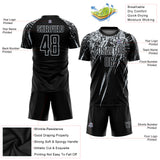 Custom Black Silver Splash Sublimation Soccer Uniform Jersey