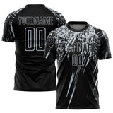 Custom Black Silver Splash Sublimation Soccer Uniform Jersey