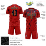 Custom Red Navy-Old Gold Splash Sublimation Soccer Uniform Jersey