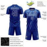 Custom Royal Light Blue-White Splash Sublimation Soccer Uniform Jersey