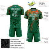 Custom Kelly Green Orange-White Sublimation Soccer Uniform Jersey