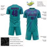 Custom Teal Purple-Black Sublimation Soccer Uniform Jersey