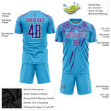 Custom Sky Blue Purple-White Sublimation Soccer Uniform Jersey