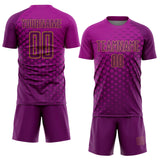 Custom Deep Pink Purple-Old Gold Modern Polka Dot Sublimation Soccer Uniform Jersey