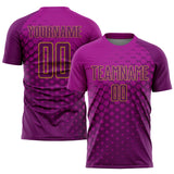 Custom Deep Pink Purple-Old Gold Modern Polka Dot Sublimation Soccer Uniform Jersey