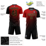 Custom Red Black-Old Gold Modern Polka Dot Sublimation Soccer Uniform Jersey