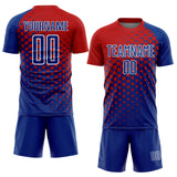 Custom Red Royal-White Modern Polka Dot Sublimation Soccer Uniform Jersey