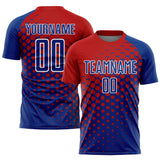 Custom Red Royal-White Modern Polka Dot Sublimation Soccer Uniform Jersey