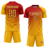 Custom Gold Red-Purple Modern Polka Dot Sublimation Soccer Uniform Jersey