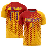 Custom Gold Red-Purple Modern Polka Dot Sublimation Soccer Uniform Jersey