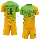Custom Gold Neon Green-Navy Modern Polka Dot Sublimation Soccer Uniform Jersey