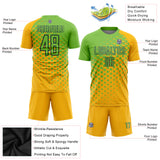 Custom Gold Neon Green-Navy Modern Polka Dot Sublimation Soccer Uniform Jersey