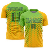 Custom Gold Neon Green-Navy Modern Polka Dot Sublimation Soccer Uniform Jersey