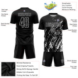 Custom Black White Splash Sublimation Soccer Uniform Jersey
