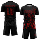 Custom Black Red Splash Sublimation Soccer Uniform Jersey