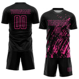 Custom Black Pink Splash Sublimation Soccer Uniform Jersey