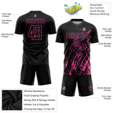 Custom Black Pink Splash Sublimation Soccer Uniform Jersey