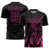 Custom Black Pink Splash Sublimation Soccer Uniform Jersey