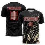 Custom Black Crimson-City Cream Splash Sublimation Soccer Uniform Jersey