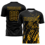 Custom Black Gold Splash Sublimation Soccer Uniform Jersey