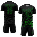 Custom Black Grass Green Splash Sublimation Soccer Uniform Jersey