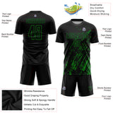 Custom Black Grass Green Splash Sublimation Soccer Uniform Jersey