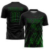 Custom Black Grass Green Splash Sublimation Soccer Uniform Jersey